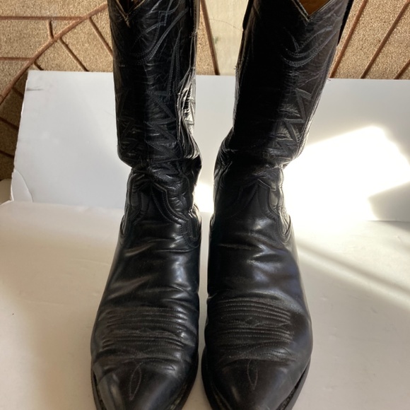 Black Leather Vintage Cowboy Boots Higher Heel Women’s Size 9 Made in Mexico - Picture 4 of 12